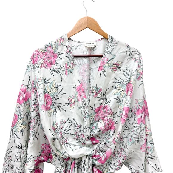Zadig & Voltaire Ruffle Silk Mini Dress Roses Print Women’s Size XS‎ - Picture 4 of 9